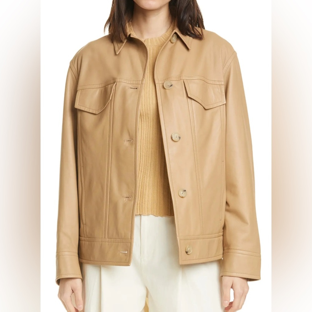 NWT Vince Washed Leather Trucker Jacket Size XS (Retail $1195)
